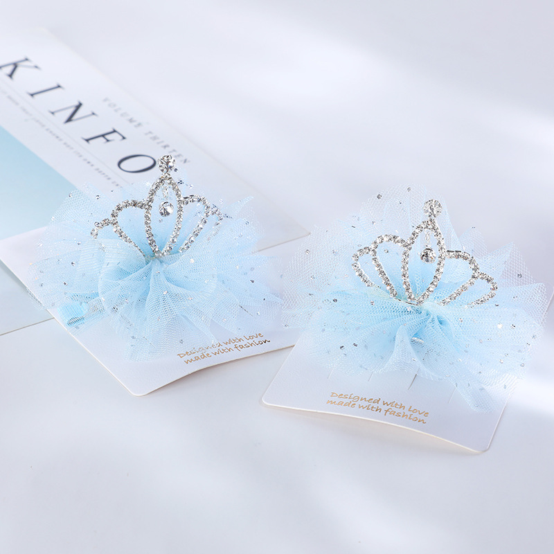 Barrettes Snowyprincess Girls Hair Accessories Cute Mesh Little Girl&#039;s Hair Pin Headdress Wholesale Crown Hairpin