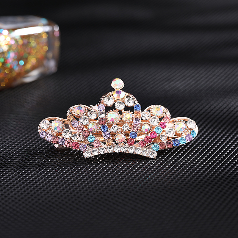 Head Clip Rhinestone Simple Hair Clip Hairpin Horizontal Clip Fashion Ponytail Clip Updo Hair Accessories Crown Hairpin