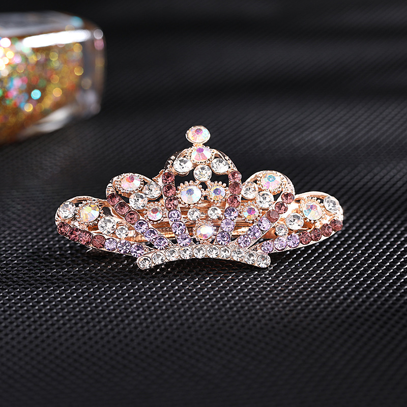 Head Clip Rhinestone Simple Hair Clip Hairpin Horizontal Clip Fashion Ponytail Clip Updo Hair Accessories Crown Hairpin
