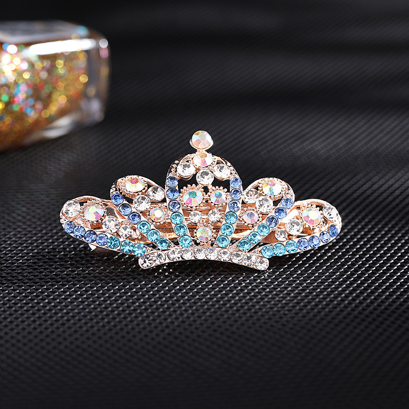 Head Clip Rhinestone Simple Hair Clip Hairpin Horizontal Clip Fashion Ponytail Clip Updo Hair Accessories Crown Hairpin
