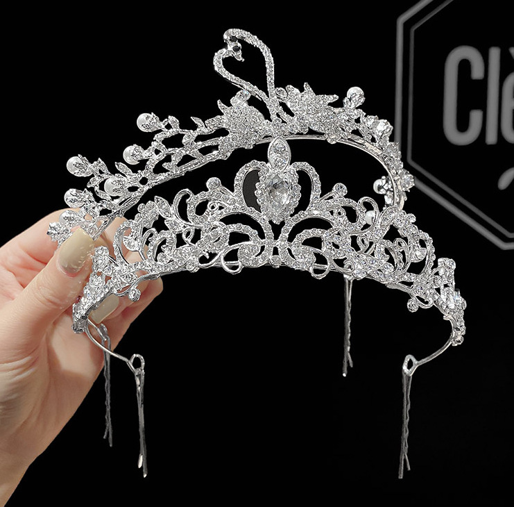 Crystal Rhinestone Half Circle Princess Crown Headdress Girls Performance Ornament Wholesale Crown Hairpin