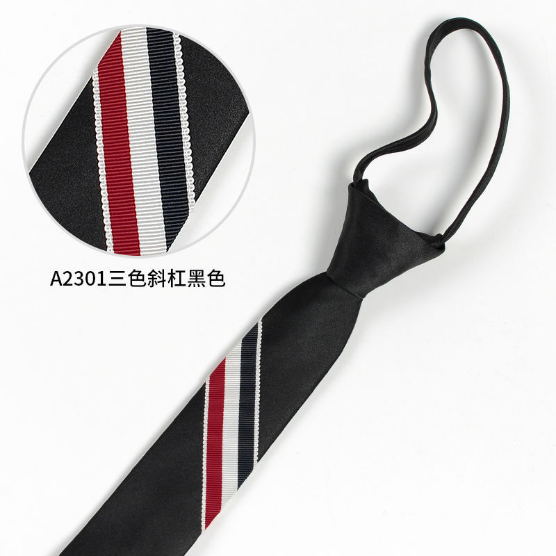 5cm Personalized Embroidery Lazy Zipper Small Necktie Ins Korean Style Narrow Thin Tiger Head Japanese Style JK Men and Women Student Trendy