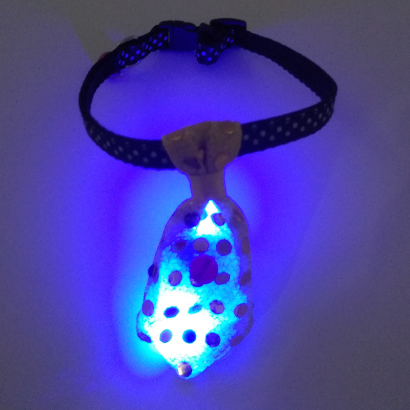 Pet Glowing Necktie Dog Bell Collar Light-Emitting Pendant Cat Luminous Collar
