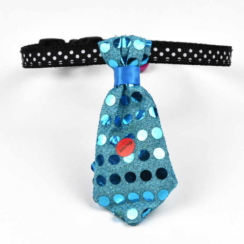 Pet Glowing Necktie Dog Bell Collar Light-Emitting Pendant Cat Luminous Collar