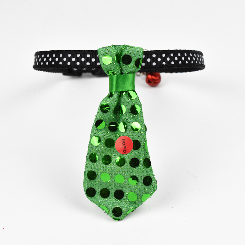 Pet Glowing Necktie Dog Bell Collar Light-Emitting Pendant Cat Luminous Collar