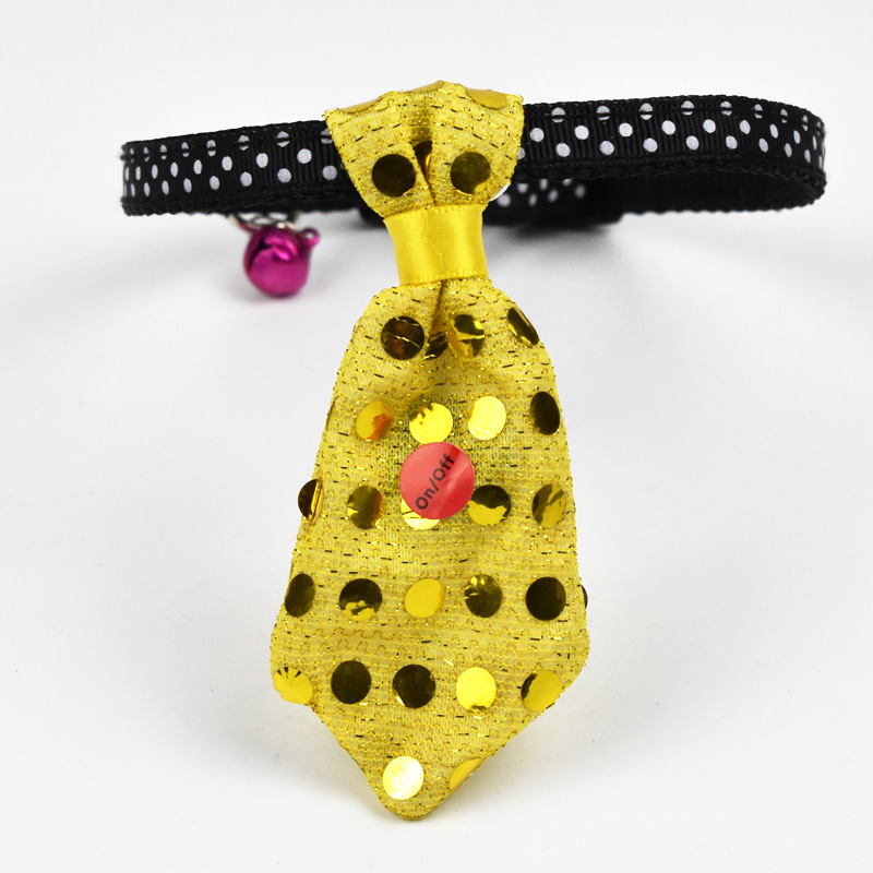Pet Glowing Necktie Dog Bell Collar Light-Emitting Pendant Cat Luminous Collar
