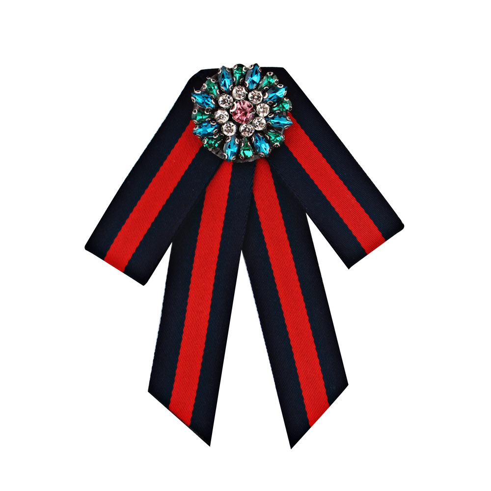 Diamond-sunflower bow tie brooch diamond-stripe necktie accessories are available for European and American fashion brands