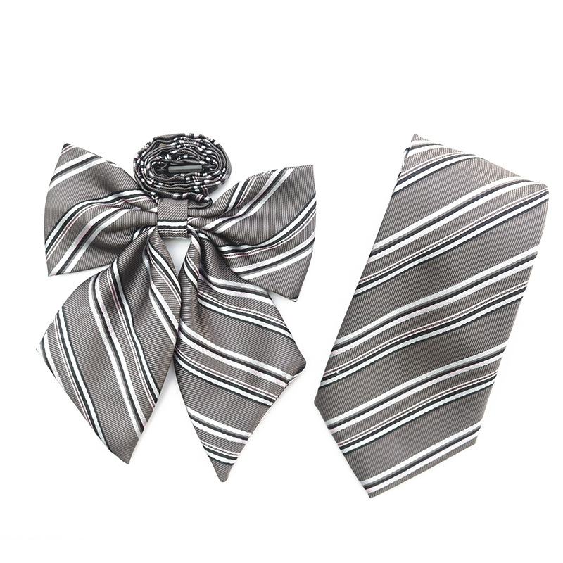 Japanese JK Uniform College Style School Uniform Business Attire Work Versatile Gray Striped necktie Bowknot Tie