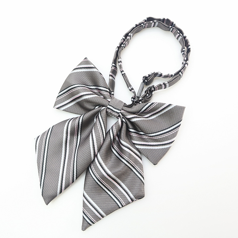 Japanese JK Uniform College Style School Uniform Business Attire Work Versatile Gray Striped necktie Bowknot Tie