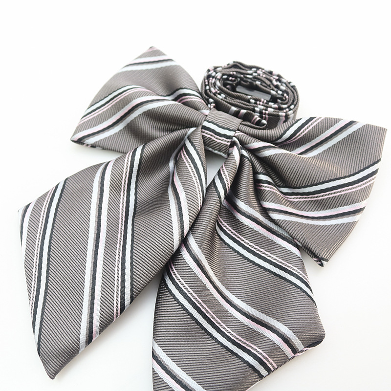 Japanese JK Uniform College Style School Uniform Business Attire Work Versatile Gray Striped necktie Bowknot Tie