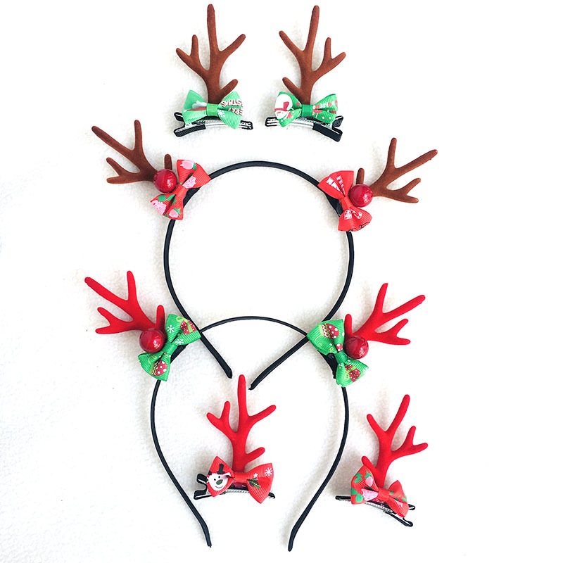 Spot Christmas Headband Antlers Children&#039;s Hairpin Hair Ball Cute Headband Luminous Feather Elk Hair Accessories