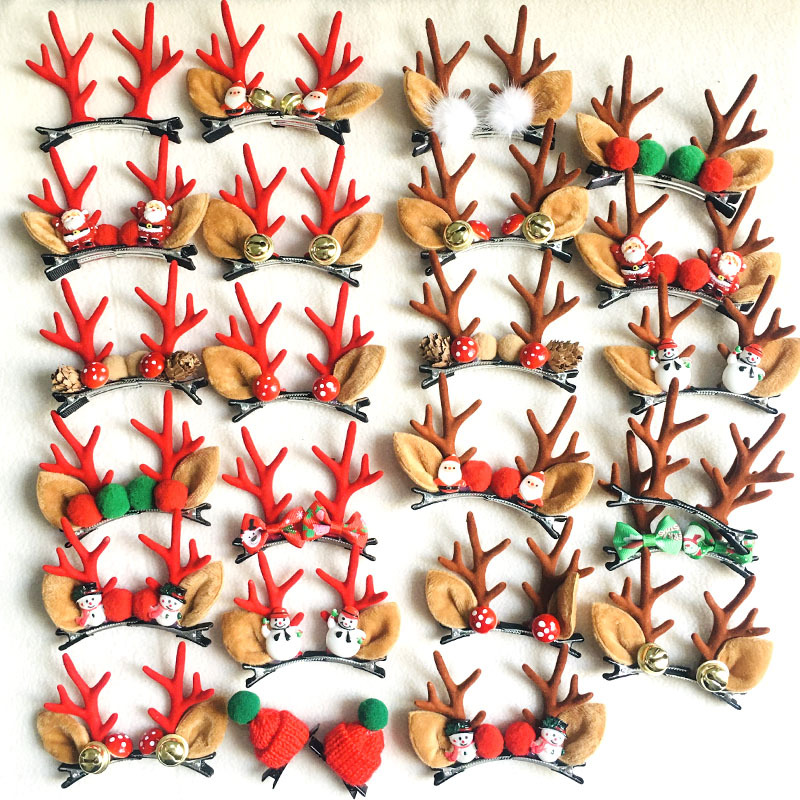 Spot Christmas Headband Antlers Children&#039;s Hairpin Hair Ball Cute Headband Luminous Feather Elk Hair Accessories
