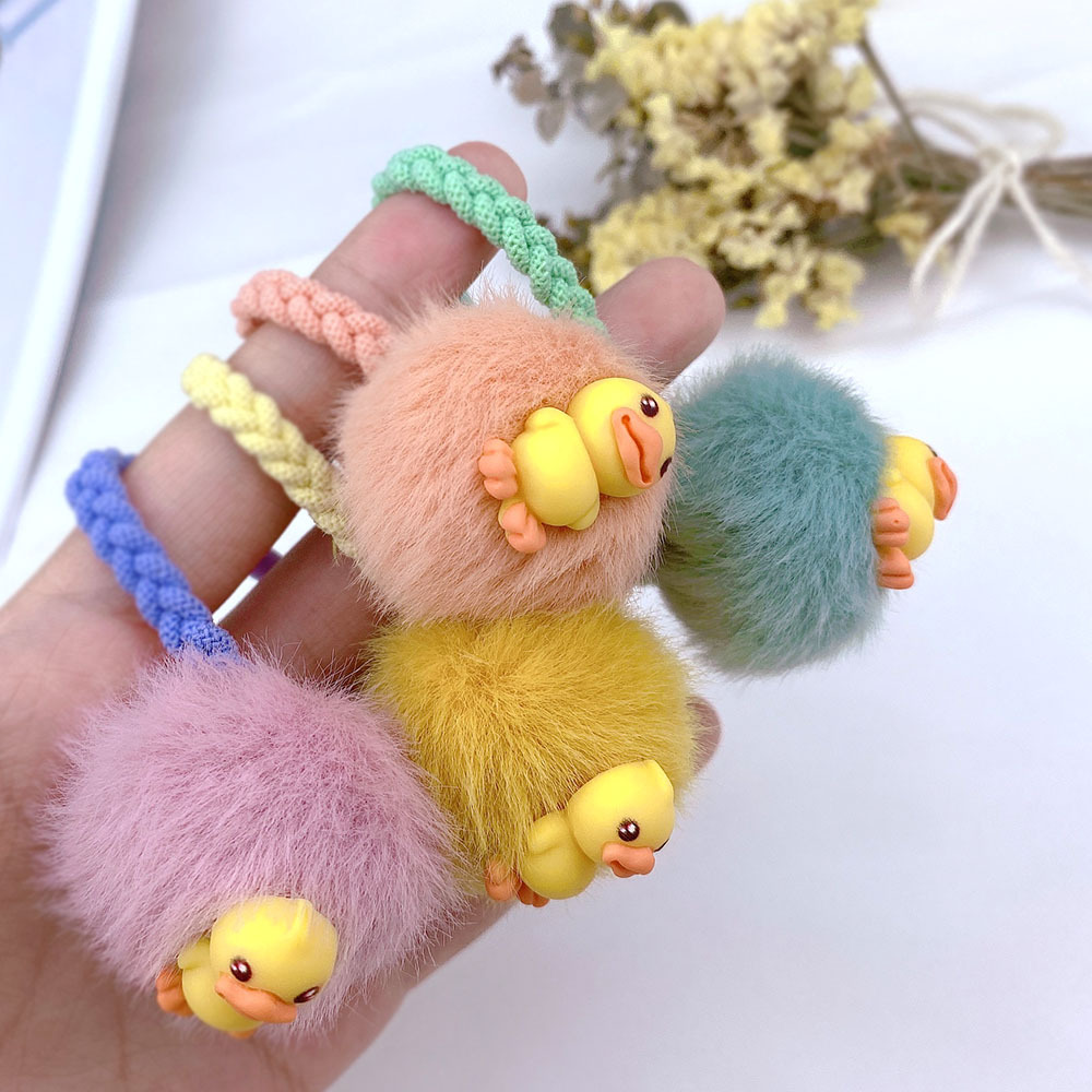  Hairy Ball Hair Band Sweet Pompon Hair Band Clip Suit Girls&#039; Little Duck Hair Rope Bear Hairpin Ball Hairpin