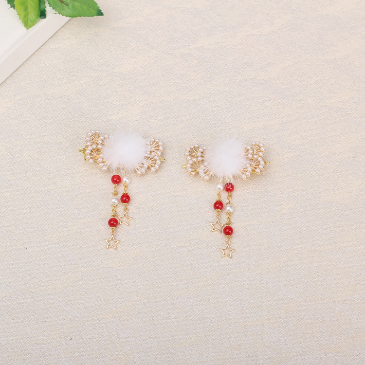 Pair of Hairclips Ancient Style Han Chinese Clothing Tassel Hairpin New Year Hair Accessories Free Shipping Ball Hairpin