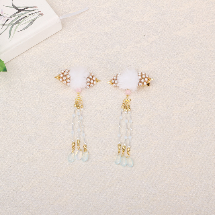 Pair of Hairclips Ancient Style Han Chinese Clothing Tassel Hairpin New Year Hair Accessories Free Shipping Ball Hairpin