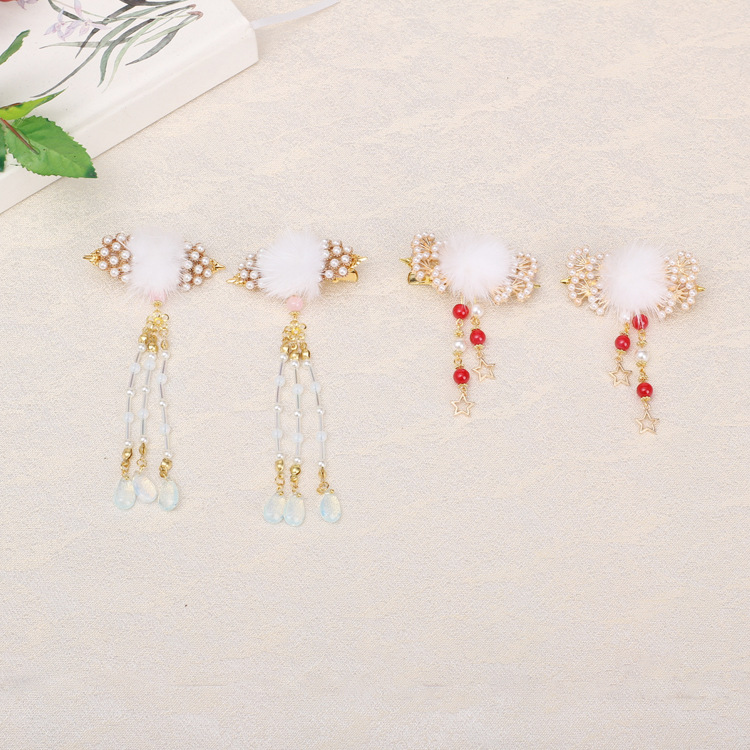 Pair of Hairclips Ancient Style Han Chinese Clothing Tassel Hairpin New Year Hair Accessories Free Shipping Ball Hairpin