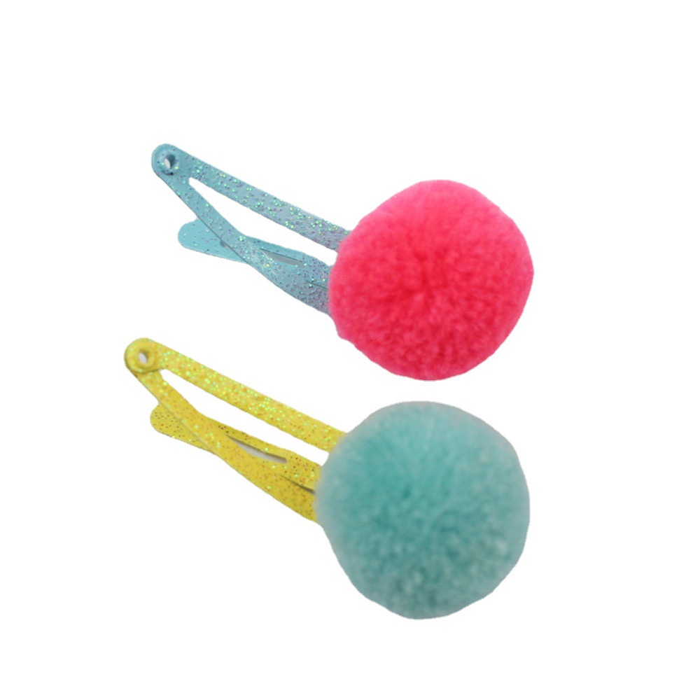 Trade Korean Style Children&#039;s Pompons Hair Accessories Barrettes Macaron Cute Baby BB Clip Bang Side Clip Ball Hairpin