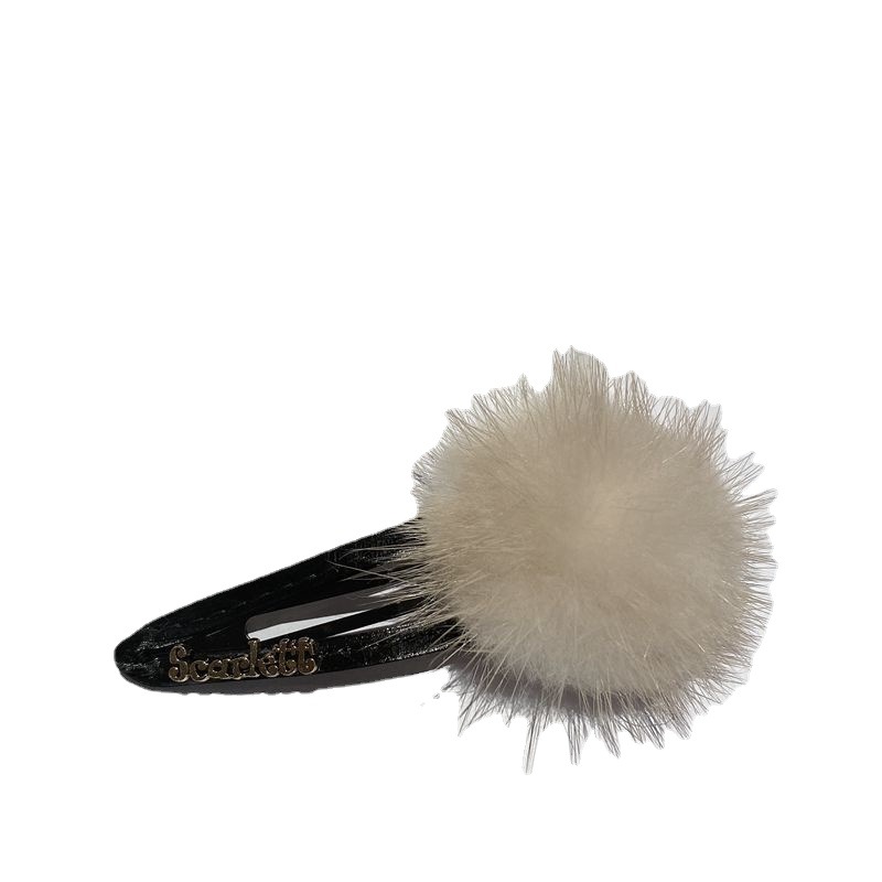 Winter Mink Barrettes Calfskin Rhinestone BB Clip Bangs Broken Hair Side Gap Former Red Korean Style New Ball Hairpin