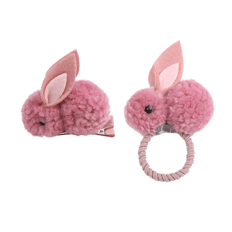 Korean Cute Fur Ball Rabbit Scrunchies Children&#039;s Hair String Cartoon Plush Tie Rope Female Hair Elastic Hairpin Head Jewelry