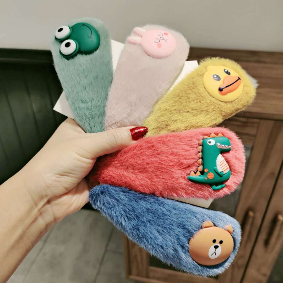 Green Fresh Fur Ball BB Clip Bow Pink Crystal Korean Cartoon Character Letter Fringe Hairpin