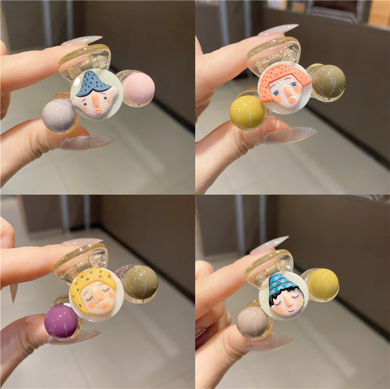 Warm Mingke Sweet Salt Ice Cream Ball Macaron Shark Clip Fresh Trendy Back Head Grip Hairpin Headdress