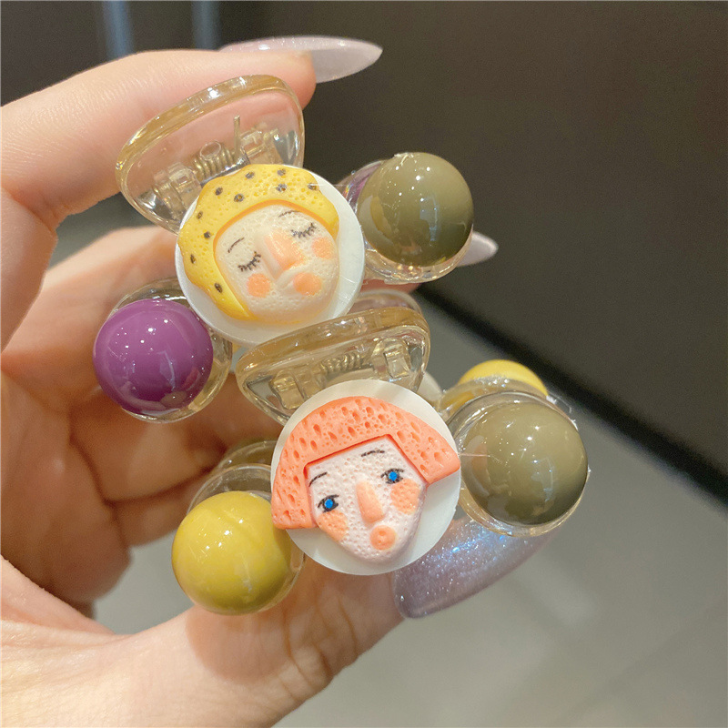 Warm Mingke Sweet Salt Ice Cream Ball Macaron Shark Clip Fresh Trendy Back Head Grip Hairpin Headdress