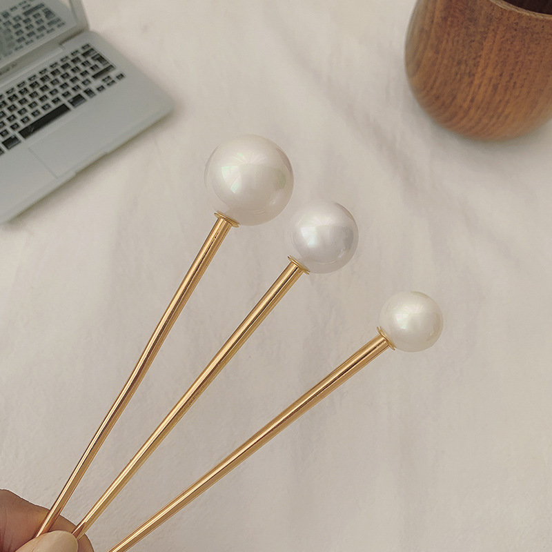 Elegant and Beautiful Pearl Hairpin Ball All-Match Bun Metal Daily Updo Pin Hair Clasp Female