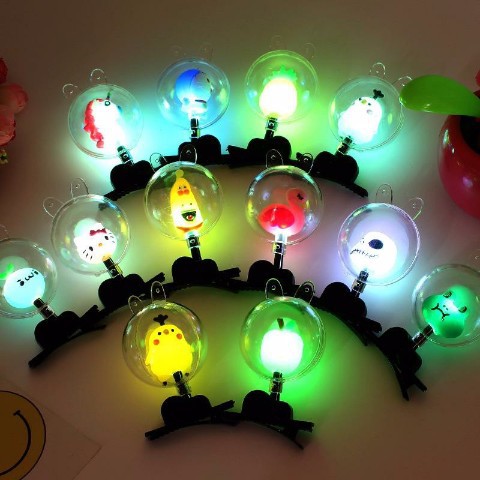 Christmas Gift Push Artifact Bounce Ball Best-Seller on Douyin Promotional Gifts Luminous Barrettes Ball Hairpin