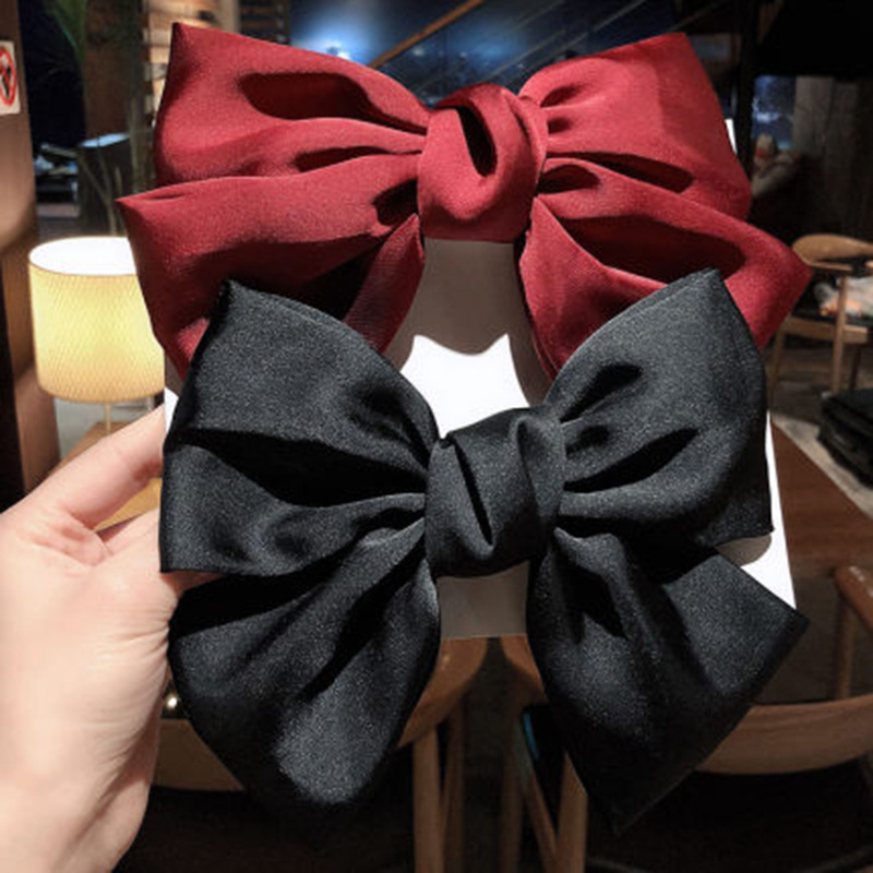 Hair Accessories Fabric Headdress Back Head Barrettes Oversized Japanese Girls Children Red Bowknot Hairpin