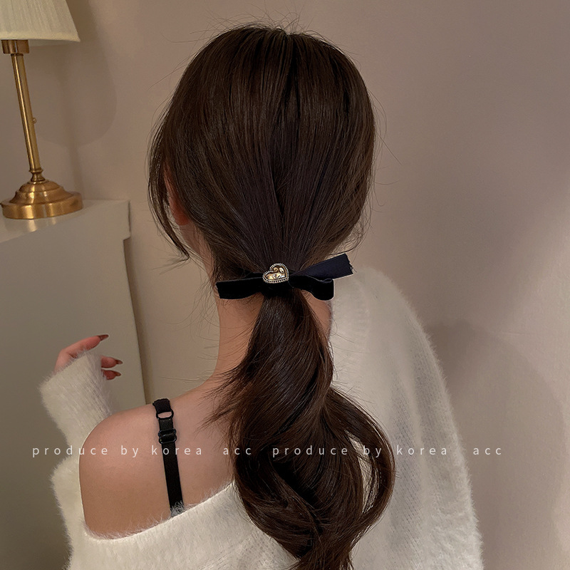 Heart Barrettes Lint Bowknot Korean Sweet Vigorous College Style Hairpin Japanese Style Duckbill Clip Hair Accessories