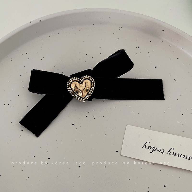 Heart Barrettes Lint Bowknot Korean Sweet Vigorous College Style Hairpin Japanese Style Duckbill Clip Hair Accessories