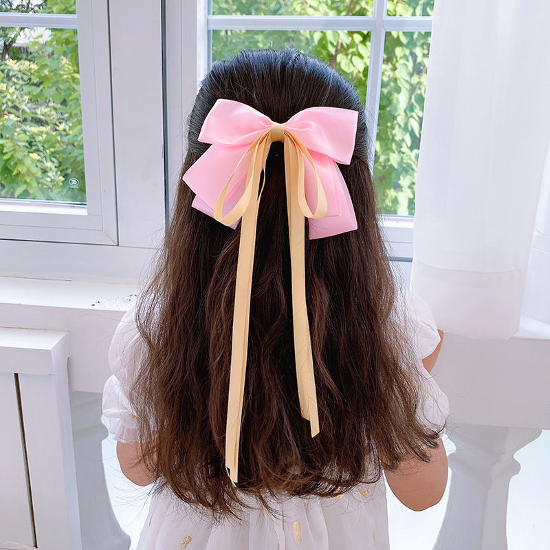 [Spot] Bowknot Ribbon Hairpin Children Fairy and Super Cute Princess Headdress Hairpin Internet Celebrity Girls Hair Accessories