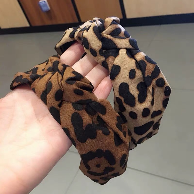 Bowknot Headband Female Korean Simple Adult Leopard Print Headband Pressure Hair Net Red Hairpin Female 2018 New Head Accessories