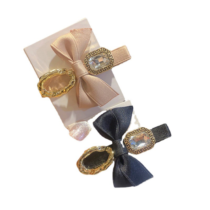 Girl Chanel-Style ~ Minimalist Bowknot Clip Headdress Hairpin Side Retro Bang Clip Forehead Elegant Hair Pin