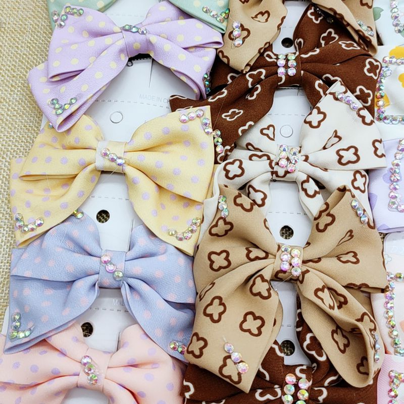 South Korea Dongdaemun Minimalist Bowknot Diamond Cloth Hairpin Side Clip Duckbill Clip Hair Accessories Headdress