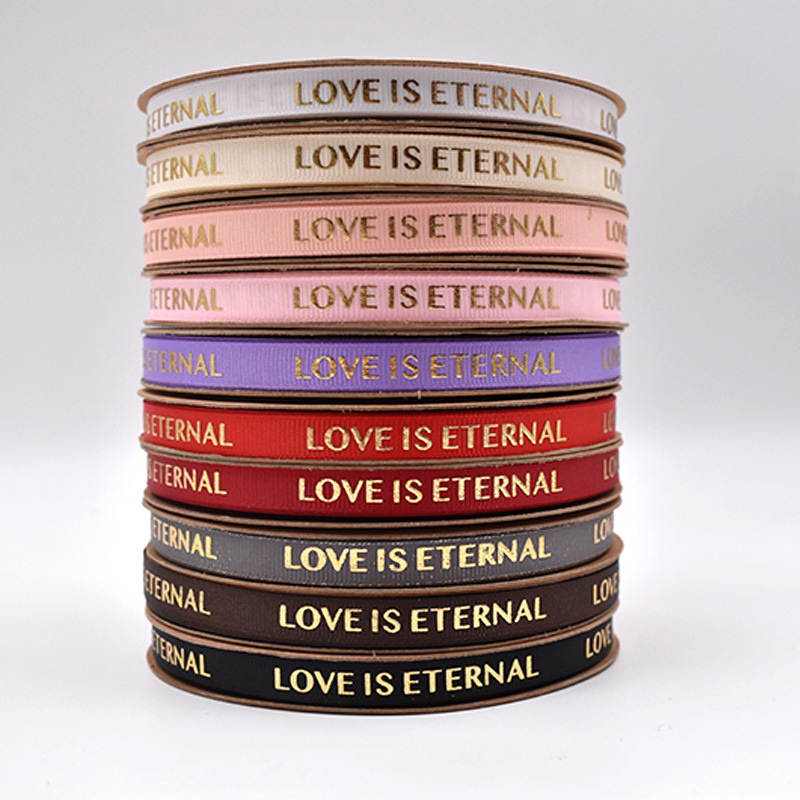 Gilding Printing Ribbon Love 3 Points 1cm Customized Various Logo Gift Decoration Printed Tape