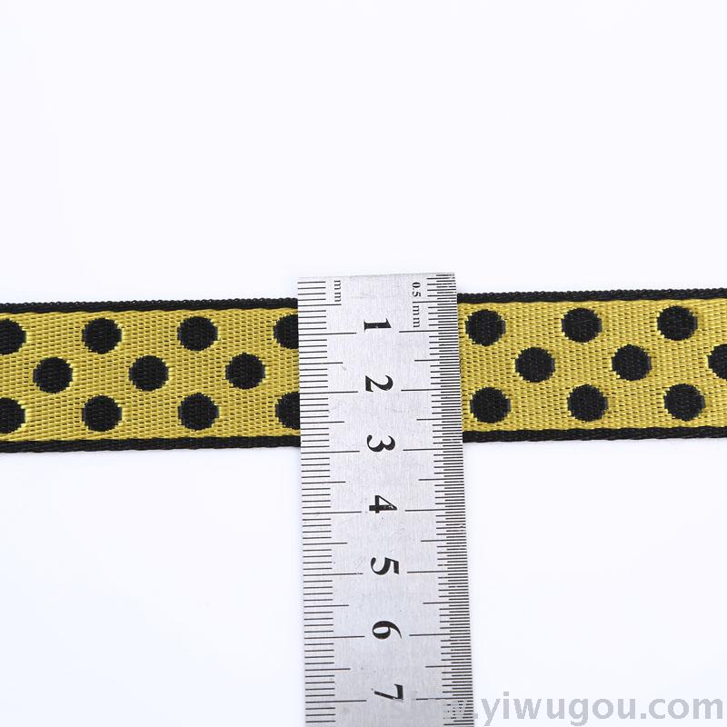 Factory direct sale of the multicolor printing polka dot multicolor printing ribbon with double hook strap.