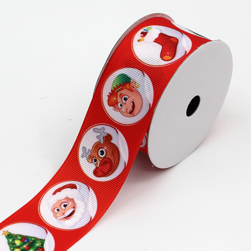[Fast Shipping] Thickened Ribbed Band Printing Ribbon Christmas Ribbon Custom Printed Logo Ribbon Stripe Braid