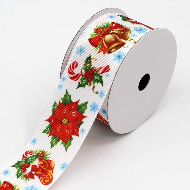 [Fast Shipping] Thickened Ribbed Band Printing Ribbon Christmas Ribbon Custom Printed Logo Ribbon Stripe Braid