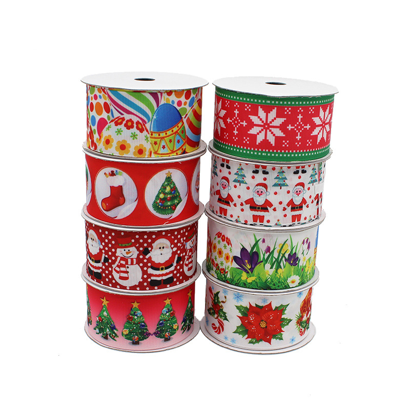 [Fast Shipping] Thickened Ribbed Band Printing Ribbon Christmas Ribbon Custom Printed Logo Ribbon Stripe Braid