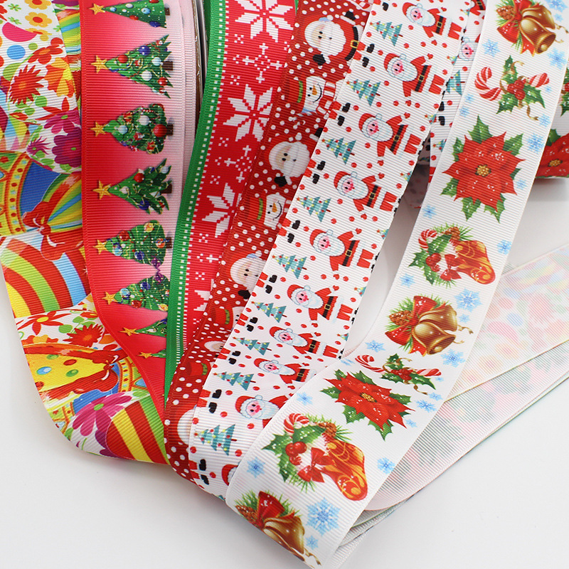 [Fast Shipping] Thickened Ribbed Band Printing Ribbon Christmas Ribbon Custom Printed Logo Ribbon Stripe Braid