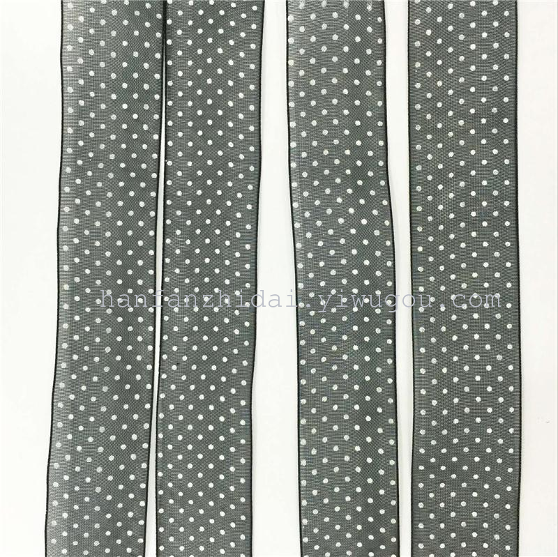 Spot black organza ribbon printing ribbon ribbon wave