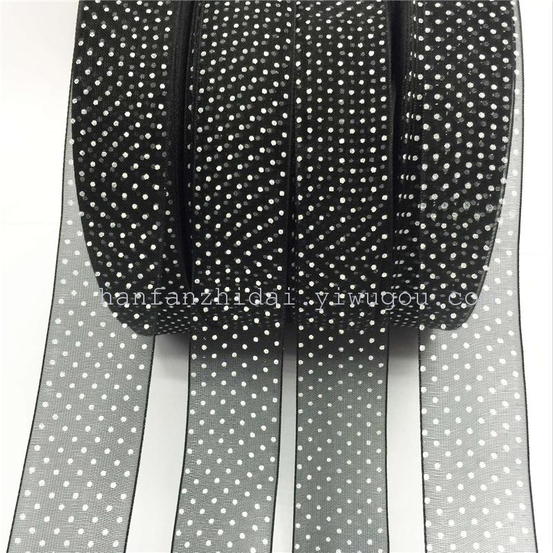 Spot black organza ribbon printing ribbon ribbon wave