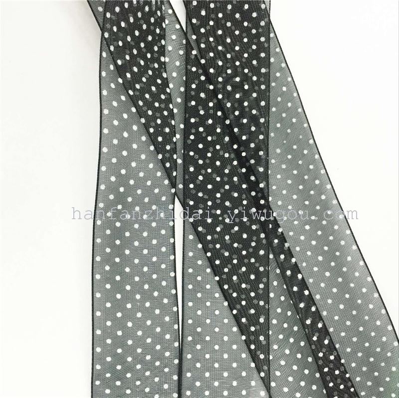 Spot black organza ribbon printing ribbon ribbon wave