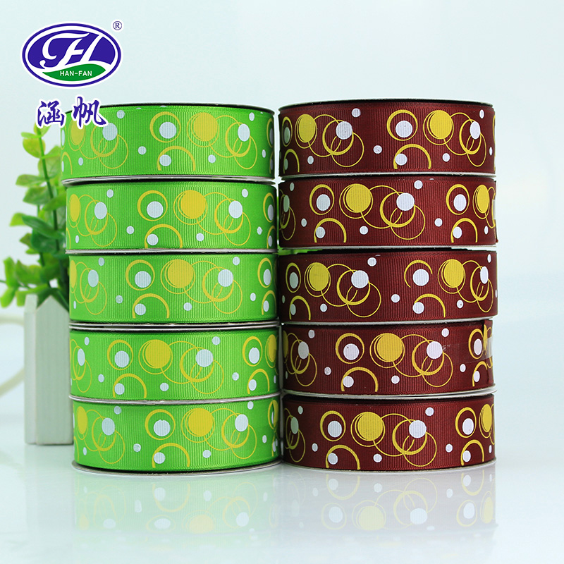 2.5CM headdress flower rib printing with double color printing ribbon toy holiday decorative ribbon