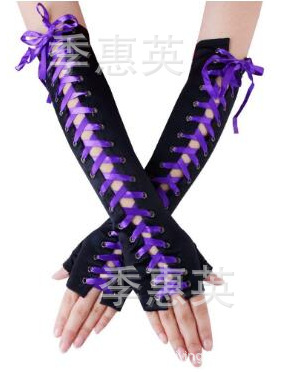 European and American Sexy Satin Satin Wearing Wedding Ball Gloves Nightclub Sexy Ribbon Etiquette Gloves Cross-Border