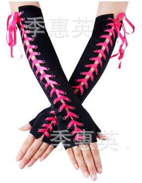 European and American Sexy Satin Satin Wearing Wedding Ball Gloves Nightclub Sexy Ribbon Etiquette Gloves Cross-Border