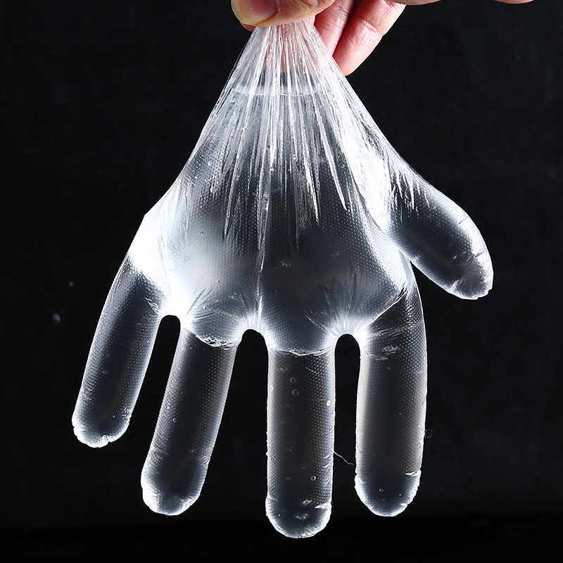 Food grade glove film household kitchen catering thickened transparent PE plastic gloves 200 pieces