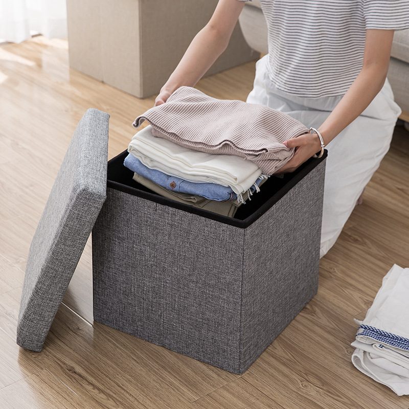 and Linen Storage Box Glove Compartment Storage Stool Shoe Changing Stool Storage Stool Folding Stool Fabric Sofa Stool