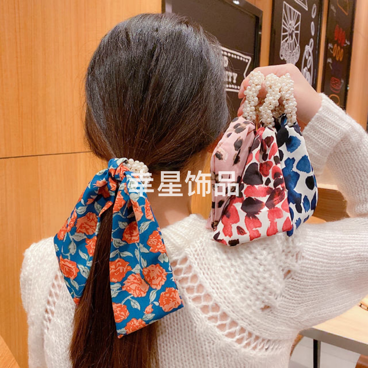 Pearl Fabric Bowknot Hair Ring Hair Rope Released Circle Sweet Pure Temperament Head Rope Rubber Band Head Tie Crystal Beads